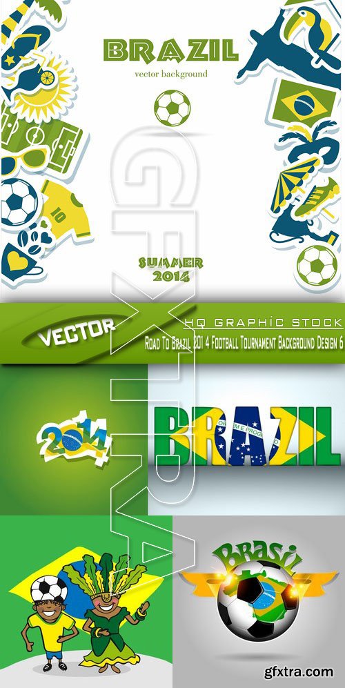 Stock Vector - Road To Brazil 2014 Football Tournament Background Design 6