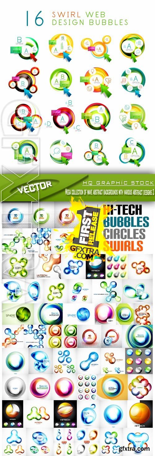 Stock Vector - Mega collection of wave abstract backgrounds with various abstract designs 2