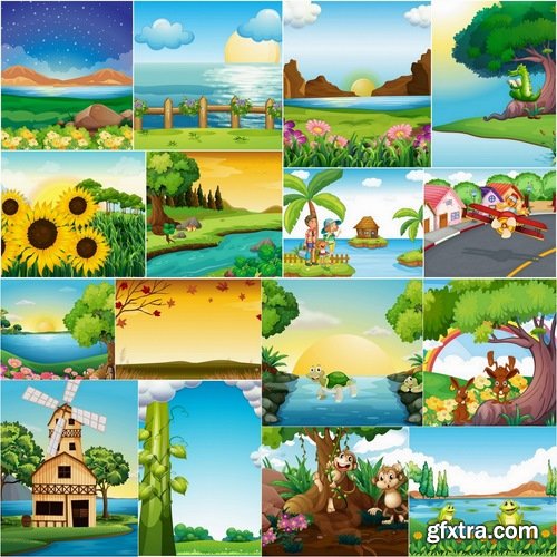 Landscape toons set #5 - 25 Eps