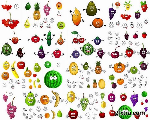 Vegetables and Fruits Set in vector - 25 Eps