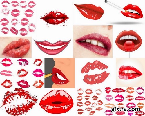 Different lips in vector - 13 Eps - 5 Svg - 7 Ai