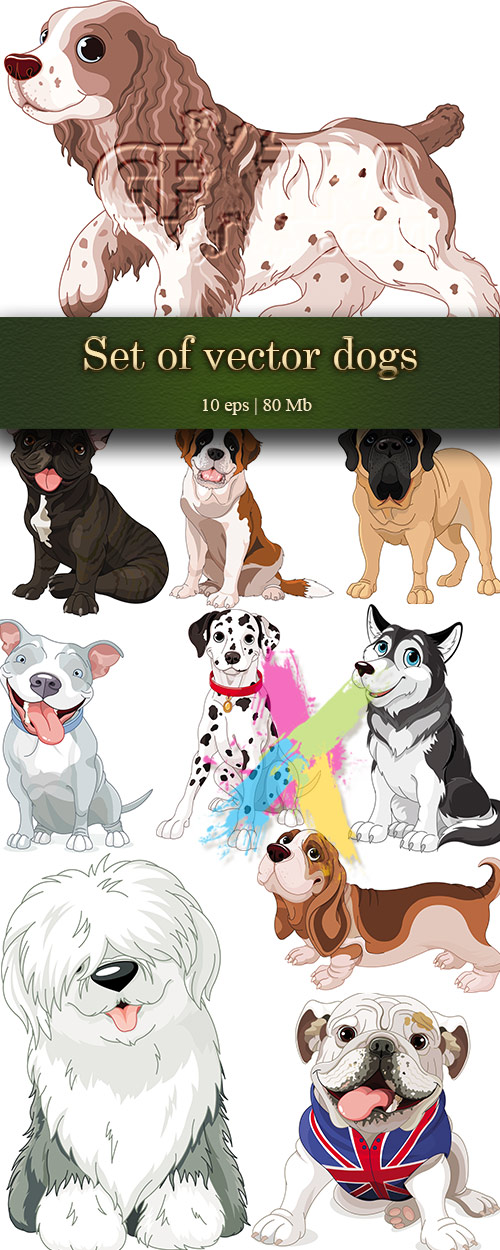 Set of vector dogs