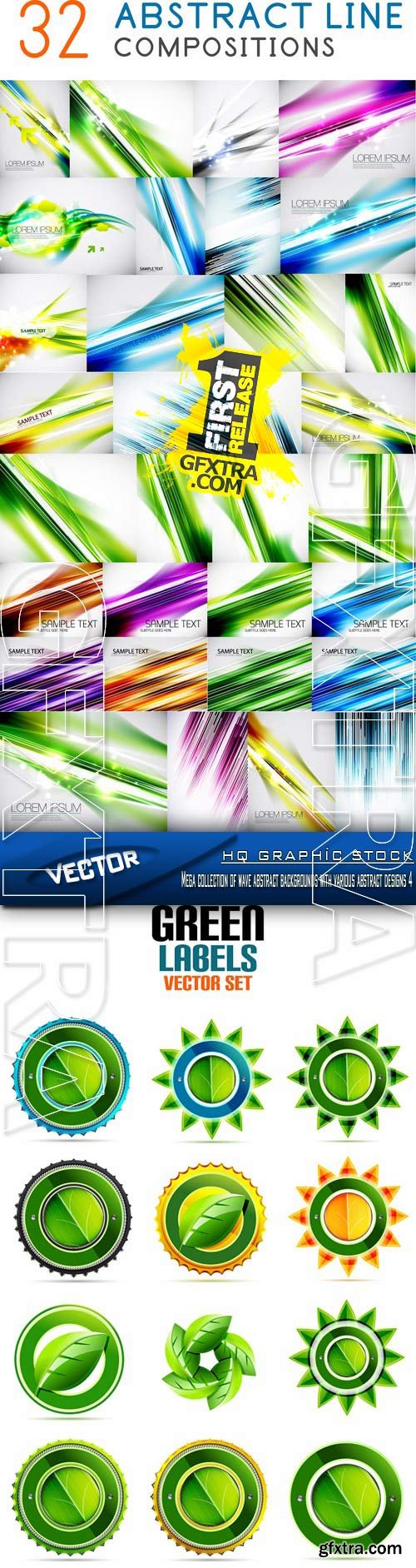 Stock Vector - Mega collection of wave abstract backgrounds with various abstract designs 4