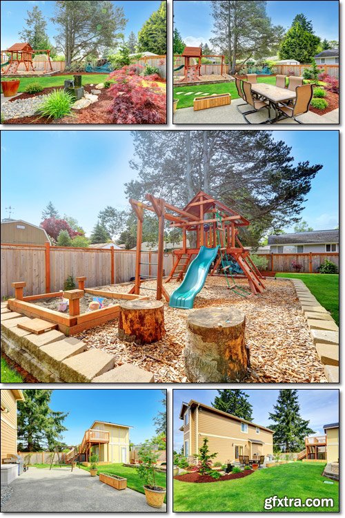 Appearance, stylish courtyard home with playground - Stock photo