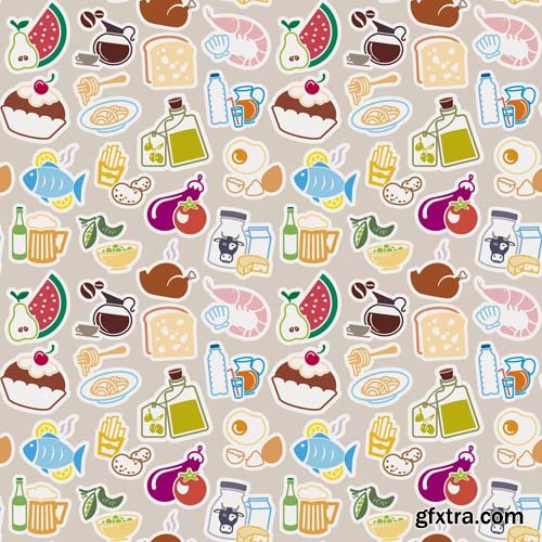 Food seamless pattern, 25xEPS