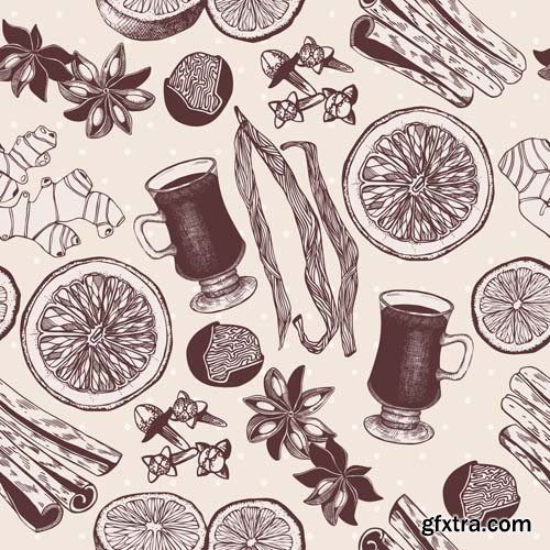 Food seamless pattern, 25xEPS