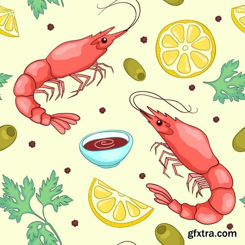 Food seamless pattern, 25xEPS