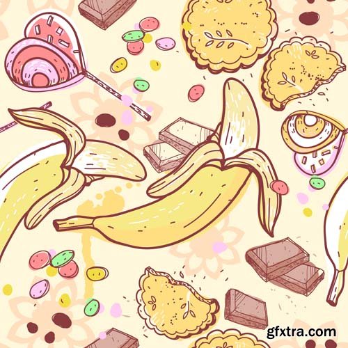 Food seamless pattern, 25xEPS