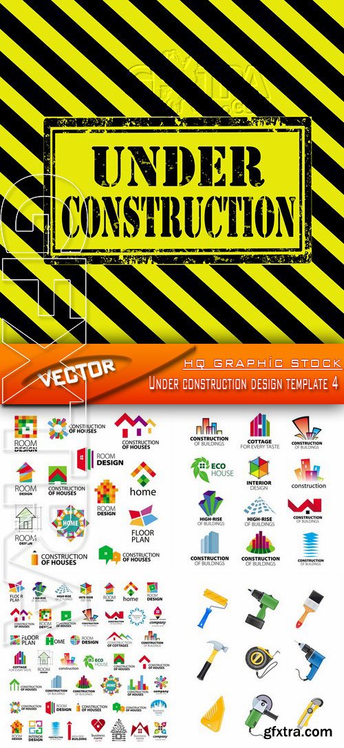 Stock Vector - Under construction design template 4