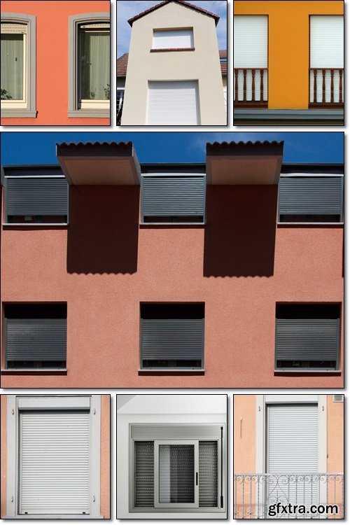 Window and door blinds/ shutters - Stock photo