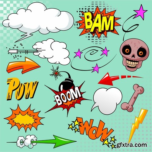 Different Comics Elements - 20 Eps - 4 Ai - 1 Svg