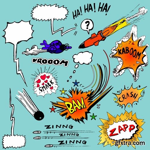 Different Comics Elements - 20 Eps - 4 Ai - 1 Svg