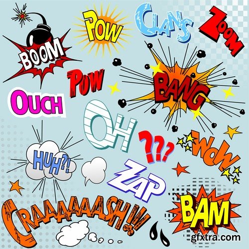 Different Comics Elements - 20 Eps - 4 Ai - 1 Svg