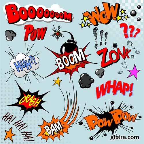 Different Comics Elements - 20 Eps - 4 Ai - 1 Svg