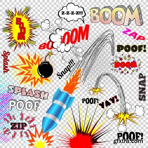 Different Comics Elements - 20 Eps - 4 Ai - 1 Svg