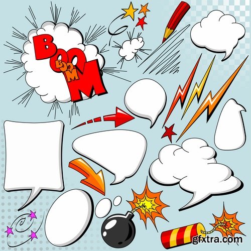 Different Comics Elements - 20 Eps - 4 Ai - 1 Svg