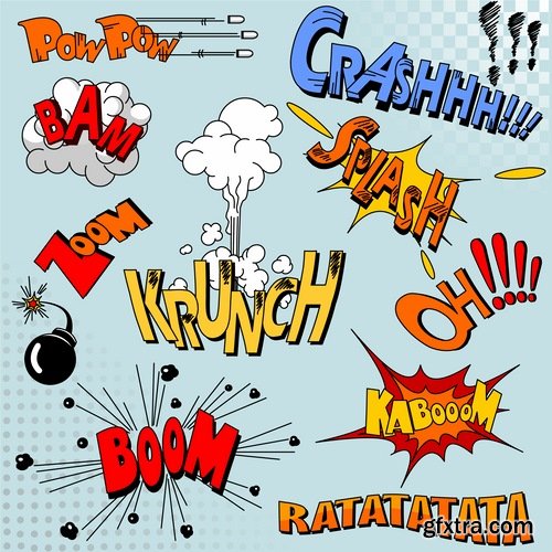 Different Comics Elements - 20 Eps - 4 Ai - 1 Svg