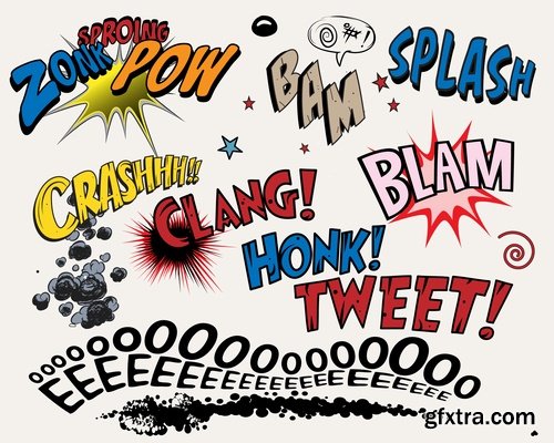 Different Comics Elements - 20 Eps - 4 Ai - 1 Svg