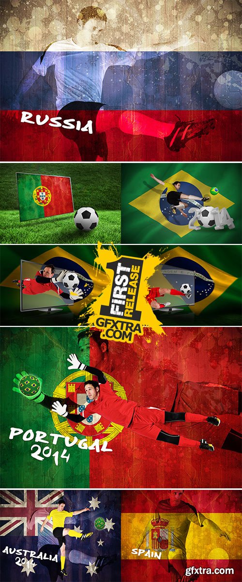 Stock Photo: Footballer different countries