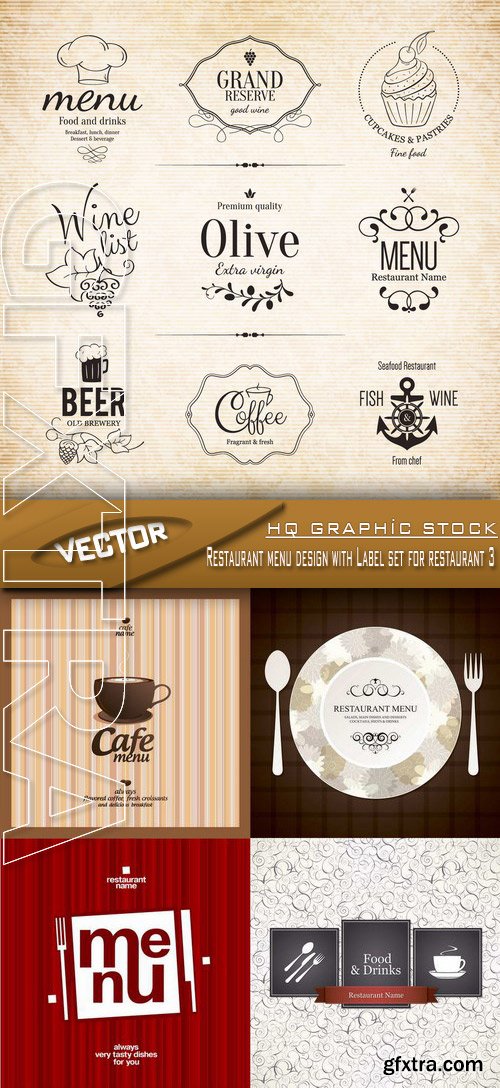 Stock Vector - Restaurant menu design with Label set for restaurant 3