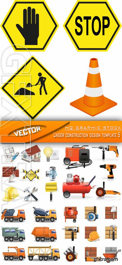 Stock Vector - Under construction design template 5