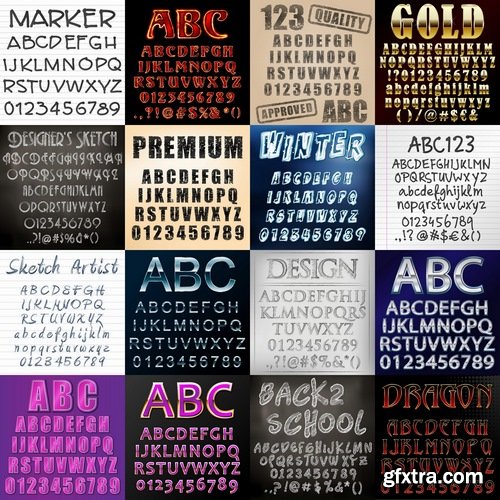 Different Fonts in vector - 25 Eps