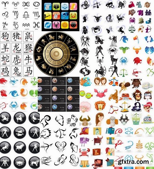 Set of zodiac signs in vector - 15 Eps - 10 Svg