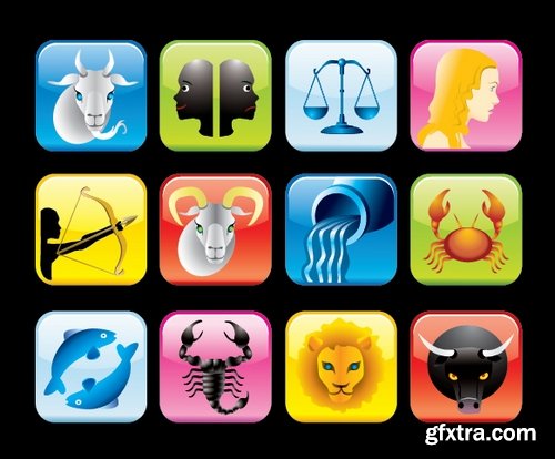 Set of zodiac signs in vector - 15 Eps - 10 Svg