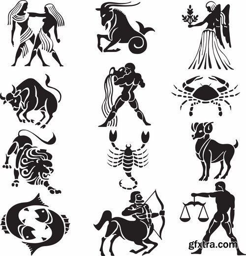 Set of zodiac signs in vector - 15 Eps - 10 Svg