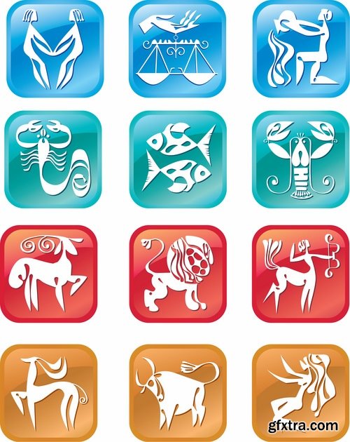 Set of zodiac signs in vector - 15 Eps - 10 Svg
