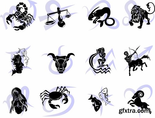 Set of zodiac signs in vector - 15 Eps - 10 Svg