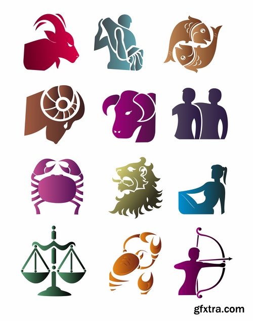 Set of zodiac signs in vector - 15 Eps - 10 Svg