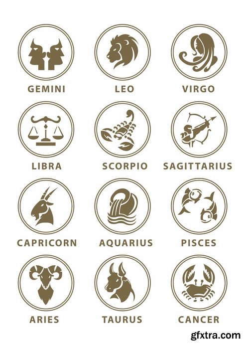 Set of zodiac signs in vector - 15 Eps - 10 Svg
