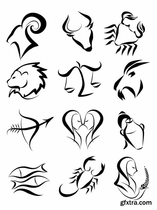 Set of zodiac signs in vector - 15 Eps - 10 Svg