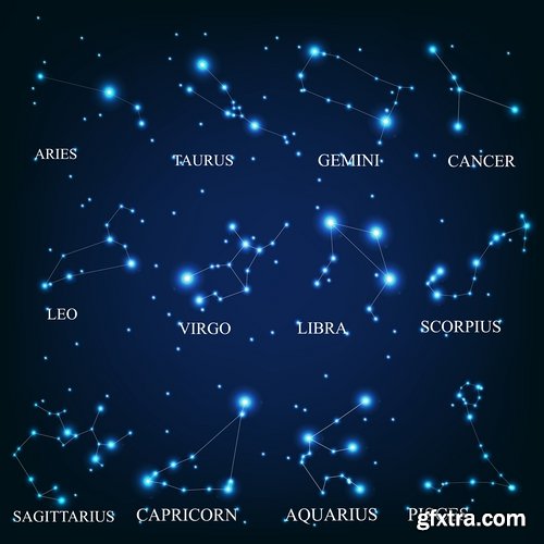 Set of zodiac signs in vector - 15 Eps - 10 Svg