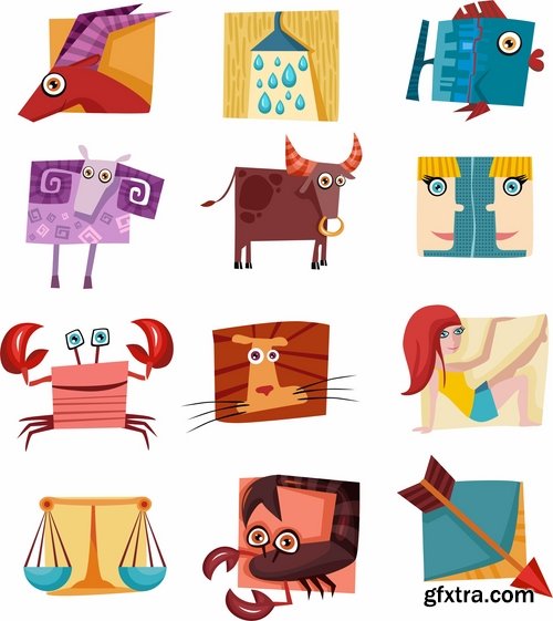 Set of zodiac signs in vector - 15 Eps - 10 Svg