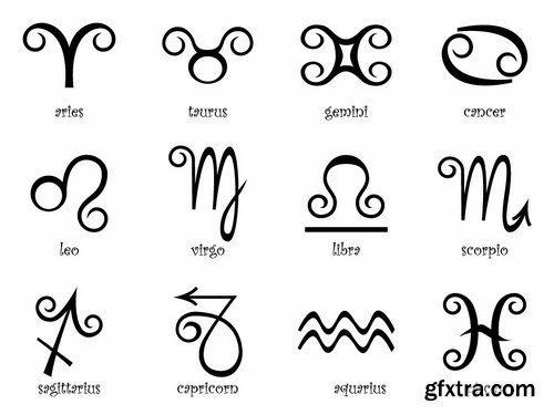 Set of zodiac signs in vector - 15 Eps - 10 Svg