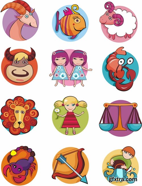 Set of zodiac signs in vector - 15 Eps - 10 Svg