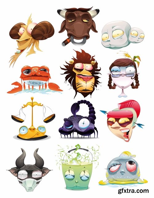 Set of zodiac signs in vector - 15 Eps - 10 Svg