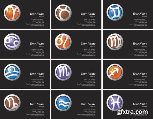 Set of zodiac signs in vector - 15 Eps - 10 Svg