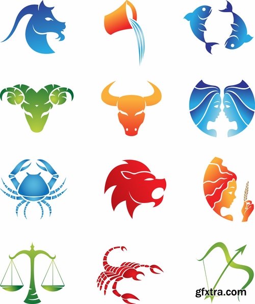 Set of zodiac signs in vector - 15 Eps - 10 Svg