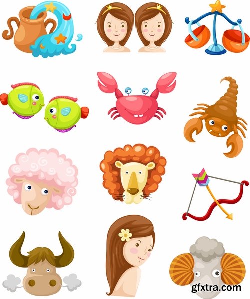 Set of zodiac signs in vector - 15 Eps - 10 Svg