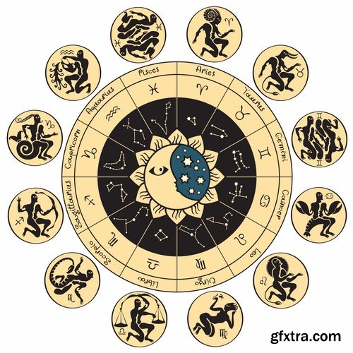 Set of zodiac signs in vector - 15 Eps - 10 Svg