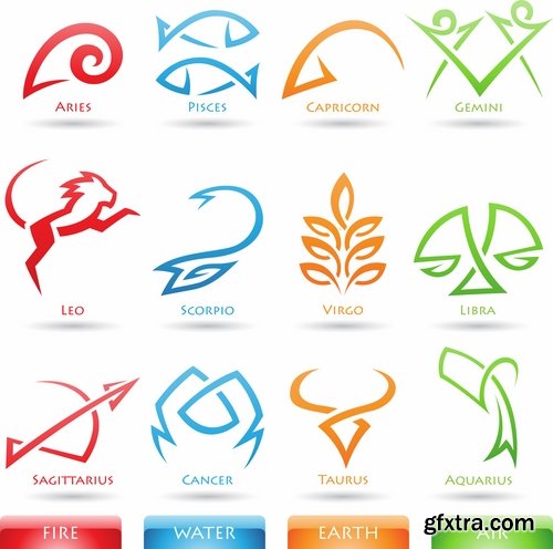 Set of zodiac signs in vector - 15 Eps - 10 Svg