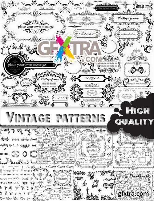 Vintage frames monogram patterns in vector set - 15 Svg - 5 Eps - 5 Ai