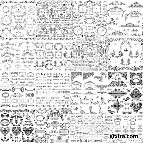 Vintage frames monogram patterns in vector set - 15 Svg - 5 Eps - 5 Ai
