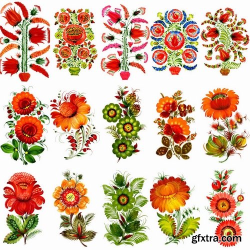 Flower patterns and design elements - 25 Eps