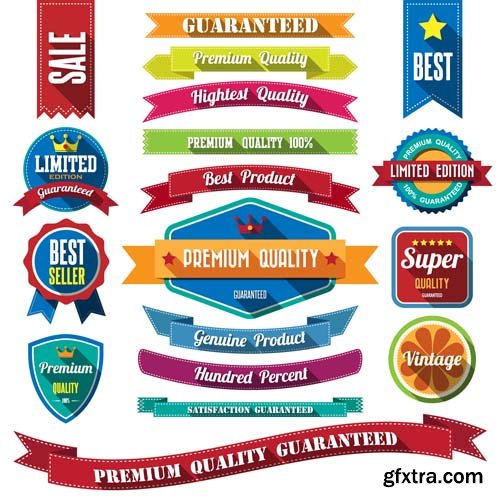 Labels, badges and ribbons, 25xEPS