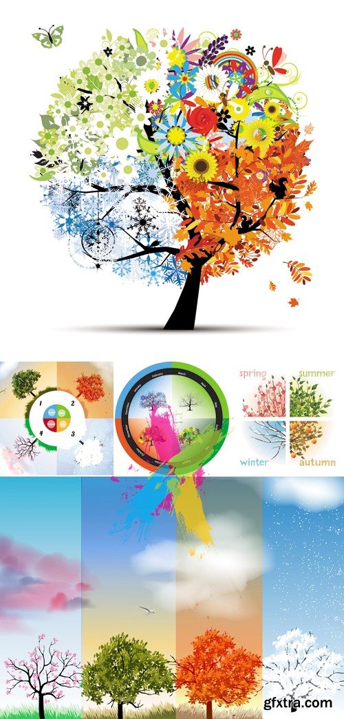 Four Seasons Nature Vector