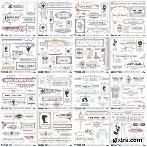 Different template with frames and patterns for page decoration in vector - 25 Eps